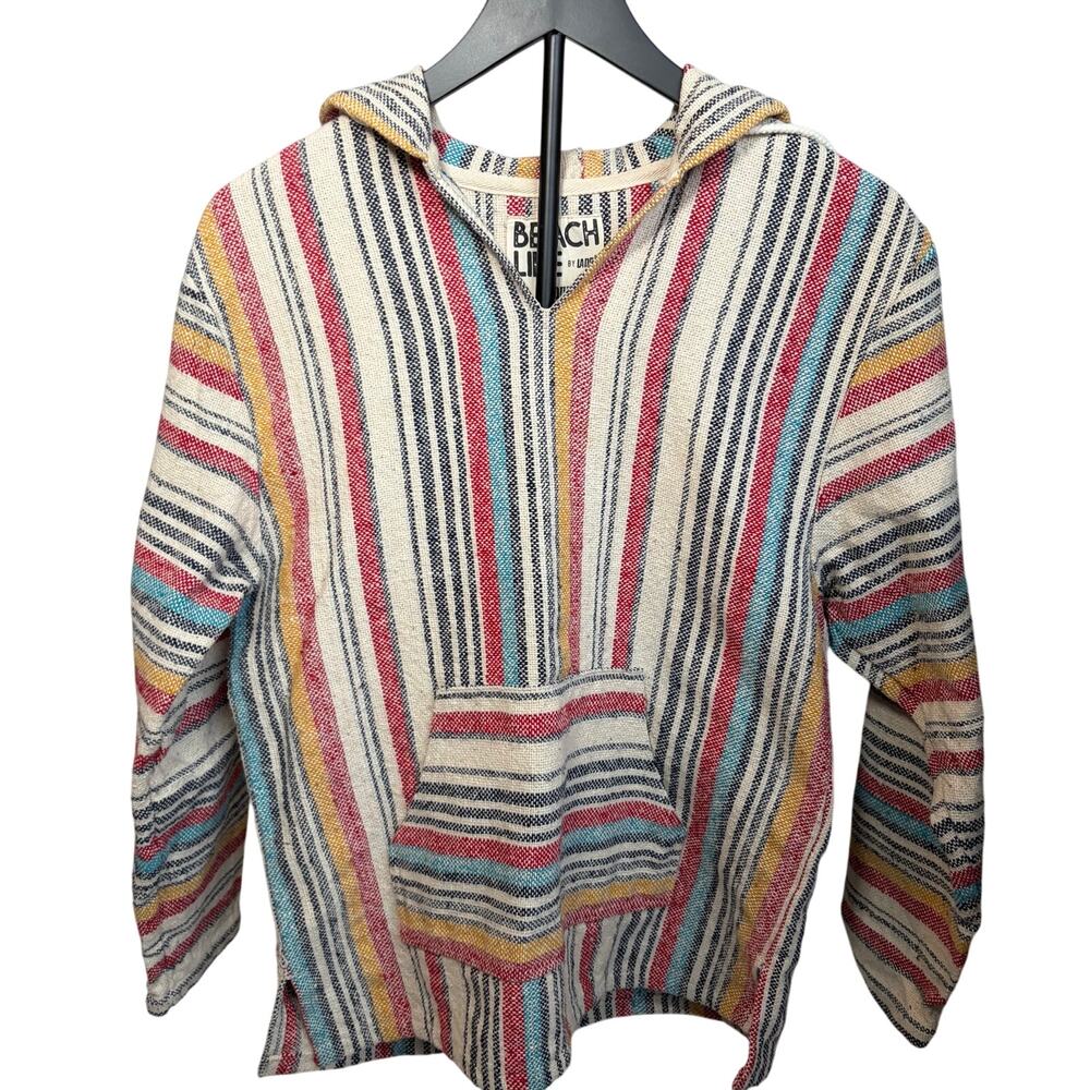 Beach Life by Ladra Woven pullover hoodie. Size M. Unisex. Poncho. Cotton